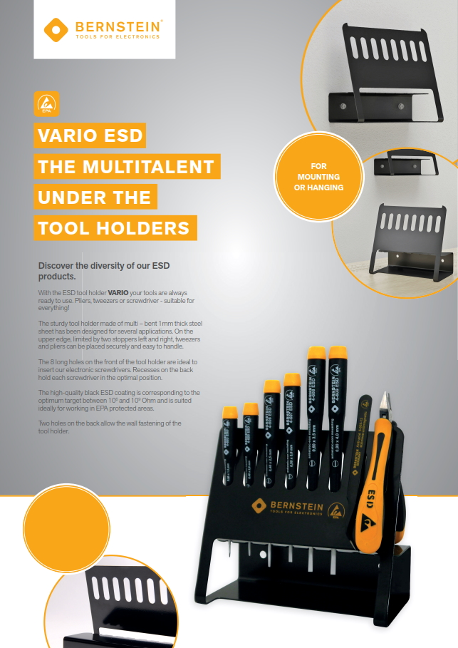 ESD tool holder VARIO with different screwdriver sets